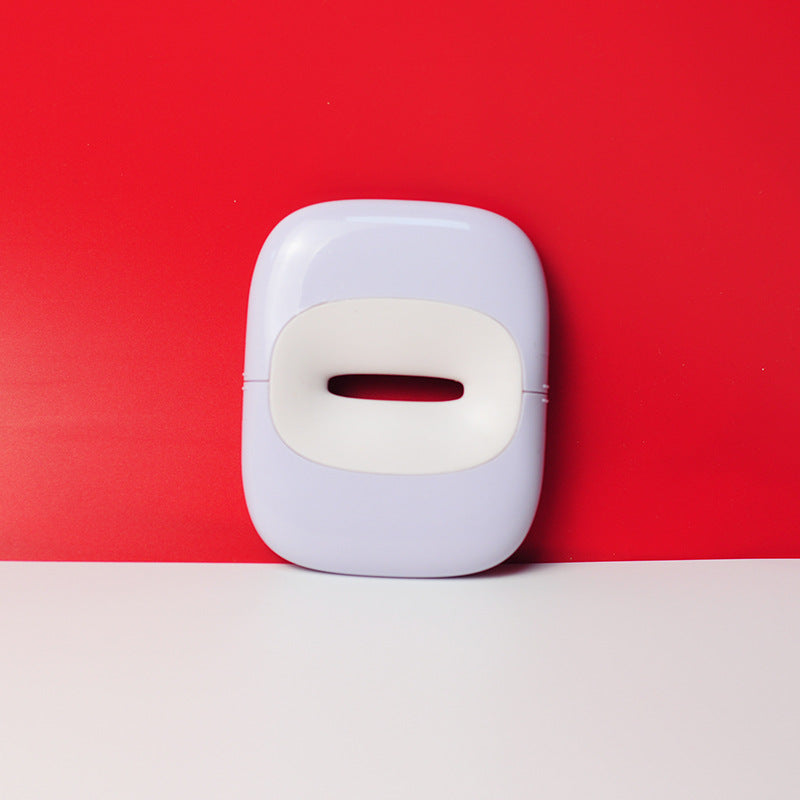 White and lavender pet grooming brush case on red and white background